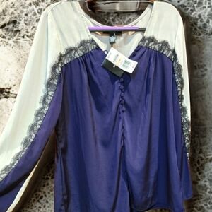Purple and White Lace Alfani Blouse 10